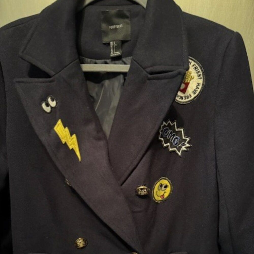 Vintage Inspired Military Coat with Patches - Picture 12 of 16